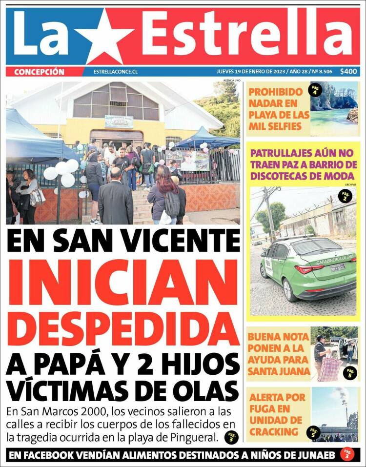 Portada de La Estrella de Concepción (Chile)