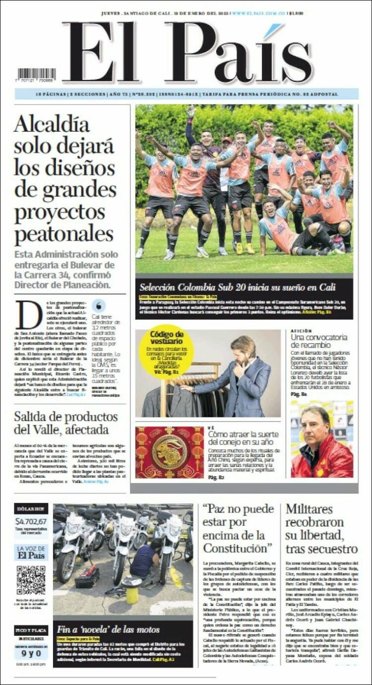Portada de El País - Cali (Colombia)