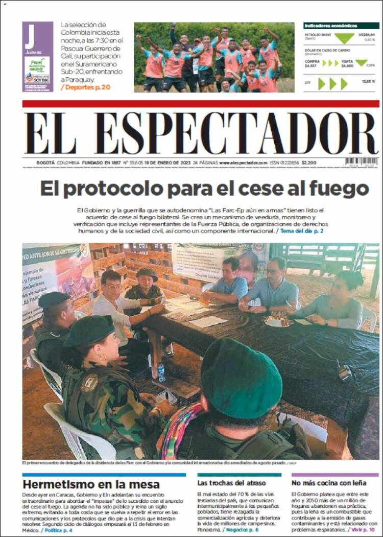 Portada de El Espectador (Colombia)