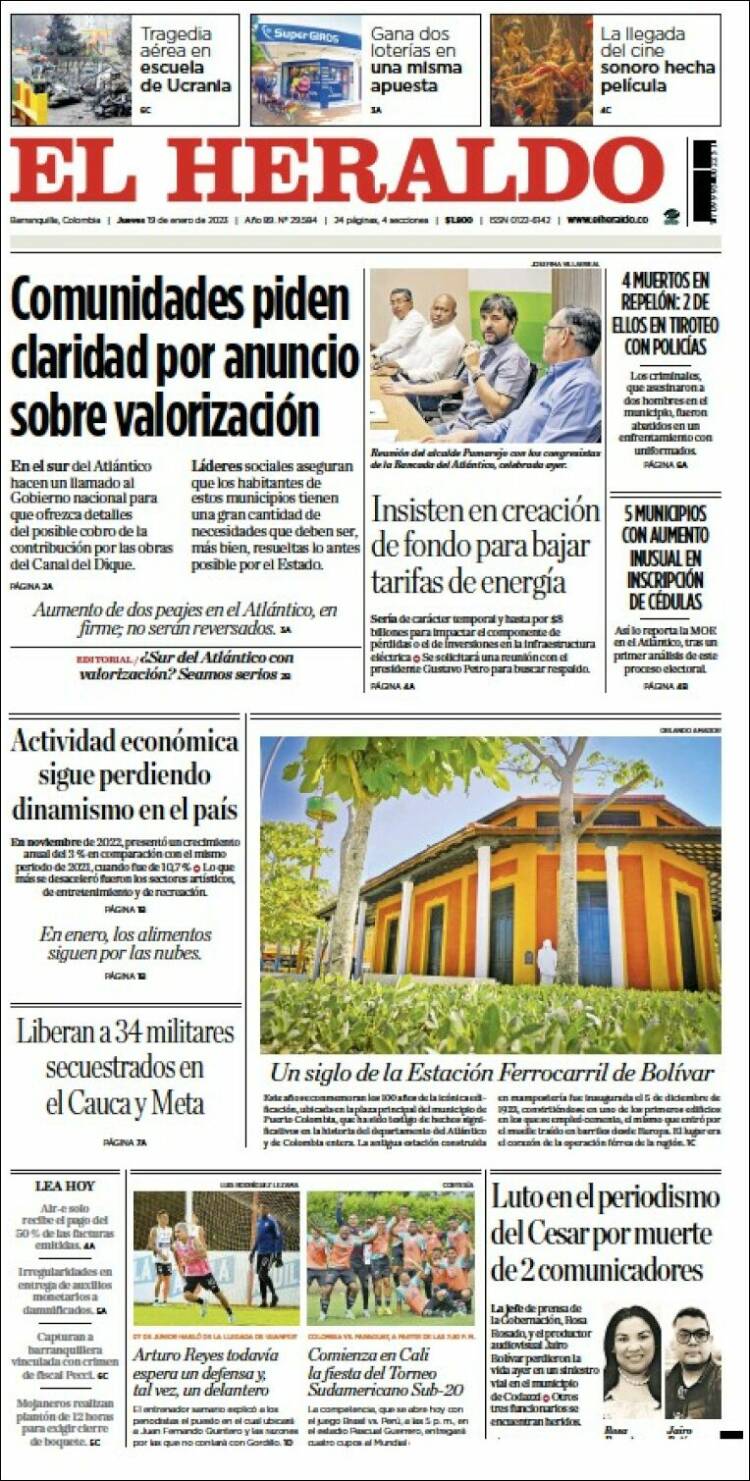 Portada de El Heraldo (Colombia)