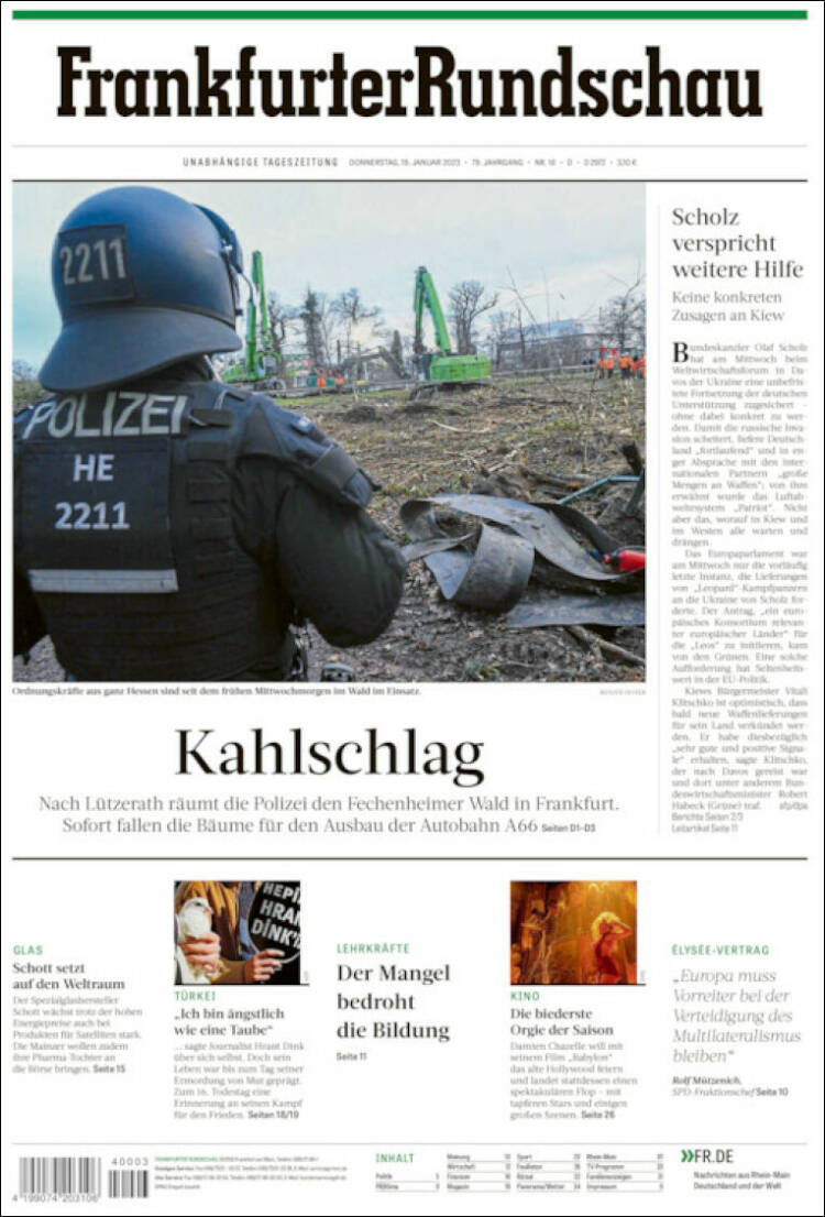 Portada de Frankfurter Rundschau (Alemania)