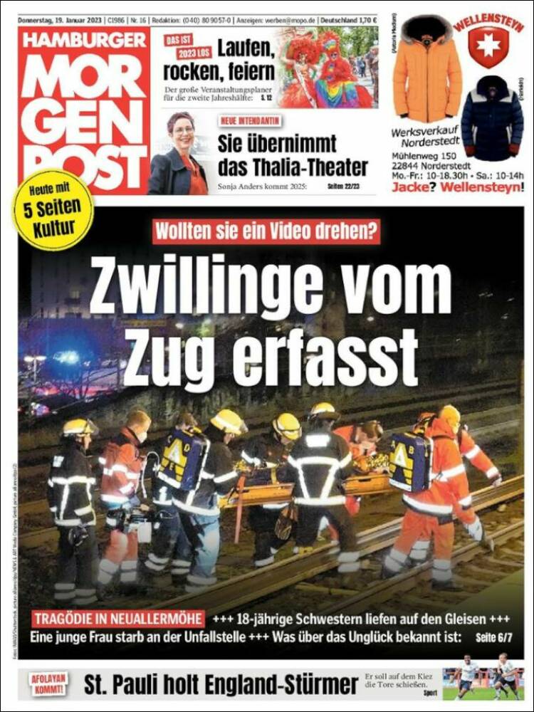 Portada de Hamburger Morgenpost  (Alemania)