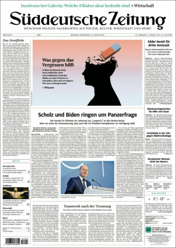 Portada de Sueddeutsche (Alemania)