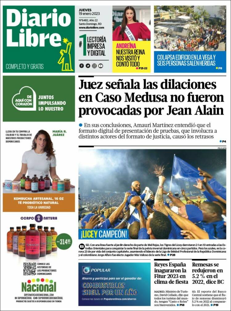 Portada de Diario Libre (R. Dominicana)