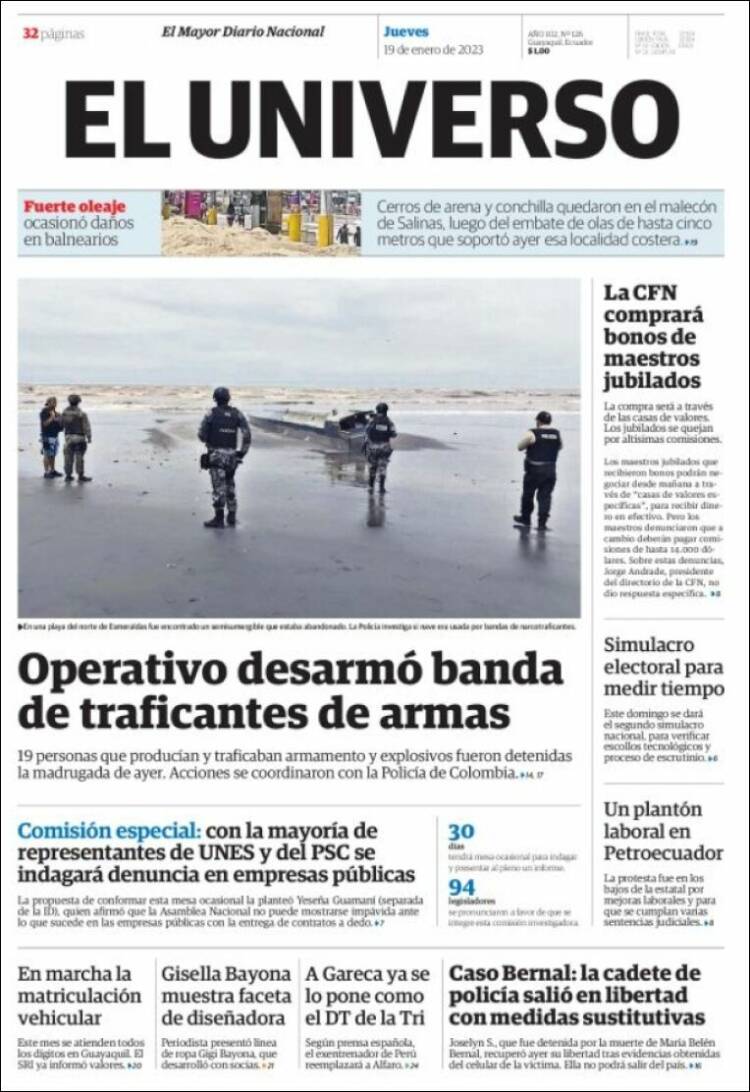 Portada de El Universo - Ecuador (Ecuador)