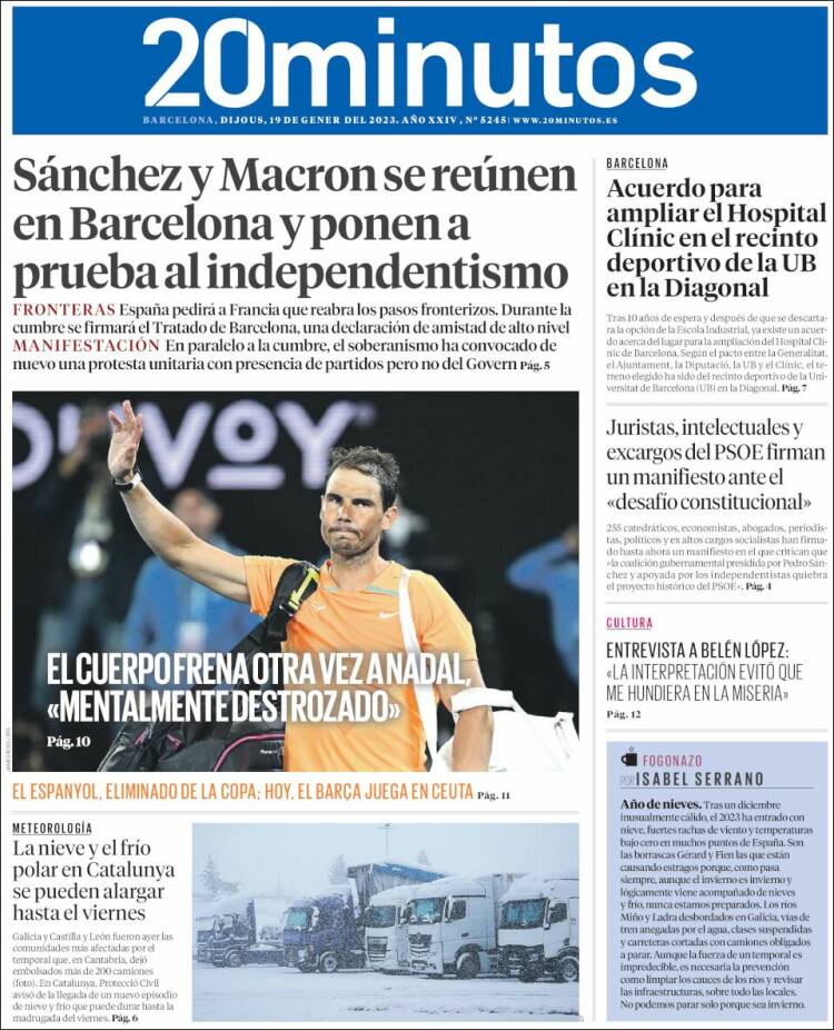 Portada de 20 Minutos - Barcelona (Espa&ntilde;a)