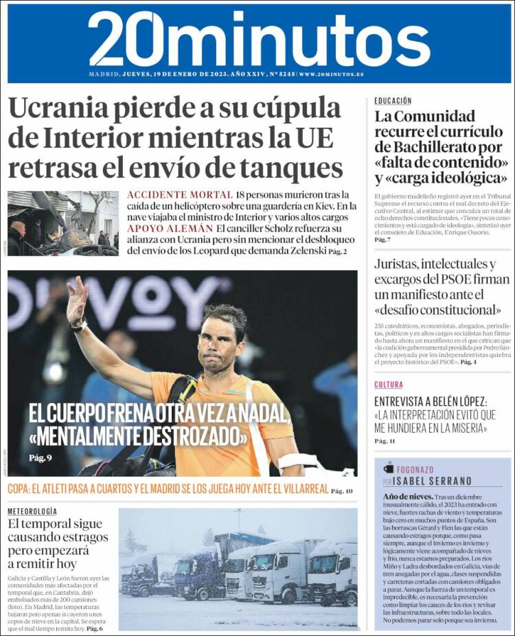 Portada de 20 Minutos - Madrid (Espa&ntilde;a)