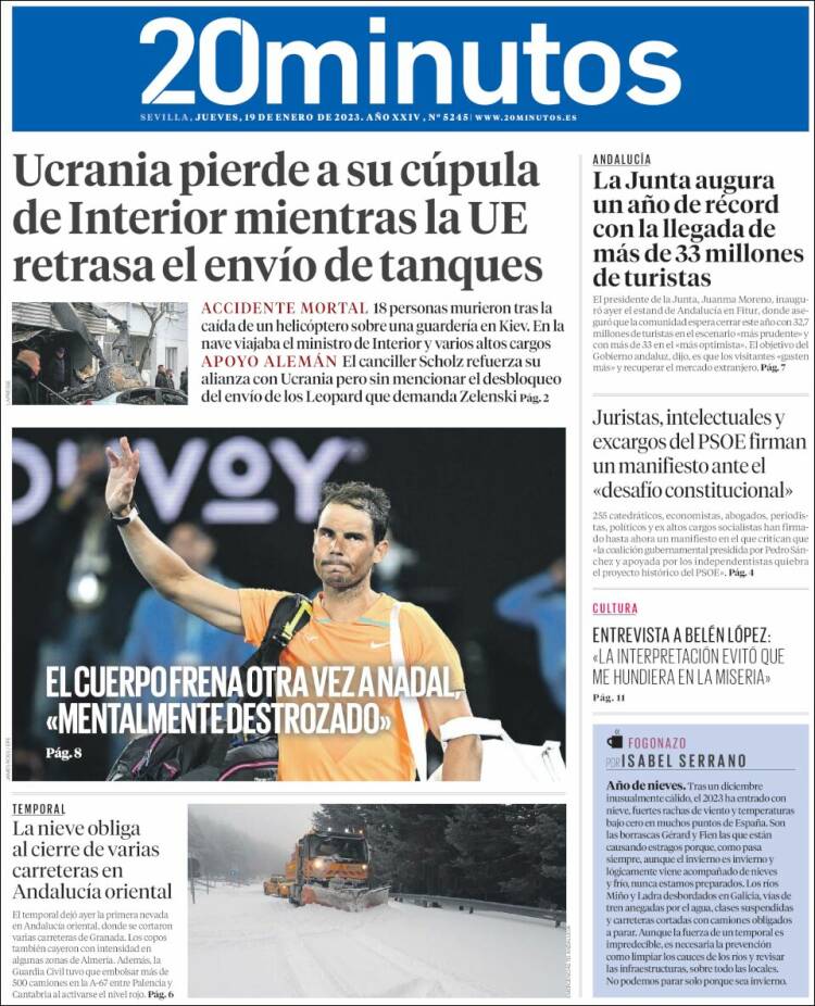 Portada de 20 Minutos - Sevilla (Espa&ntilde;a)