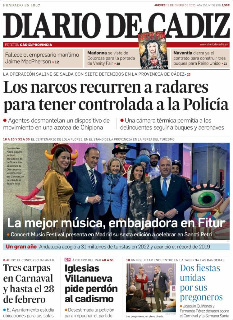 Portada de Diario de Cádiz (Espa&ntilde;a)