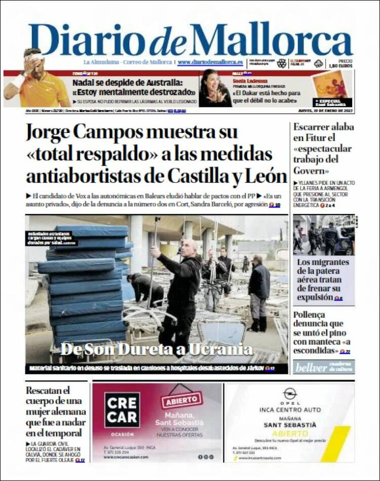 Portada de Diario de Mallorca (Espa&ntilde;a)