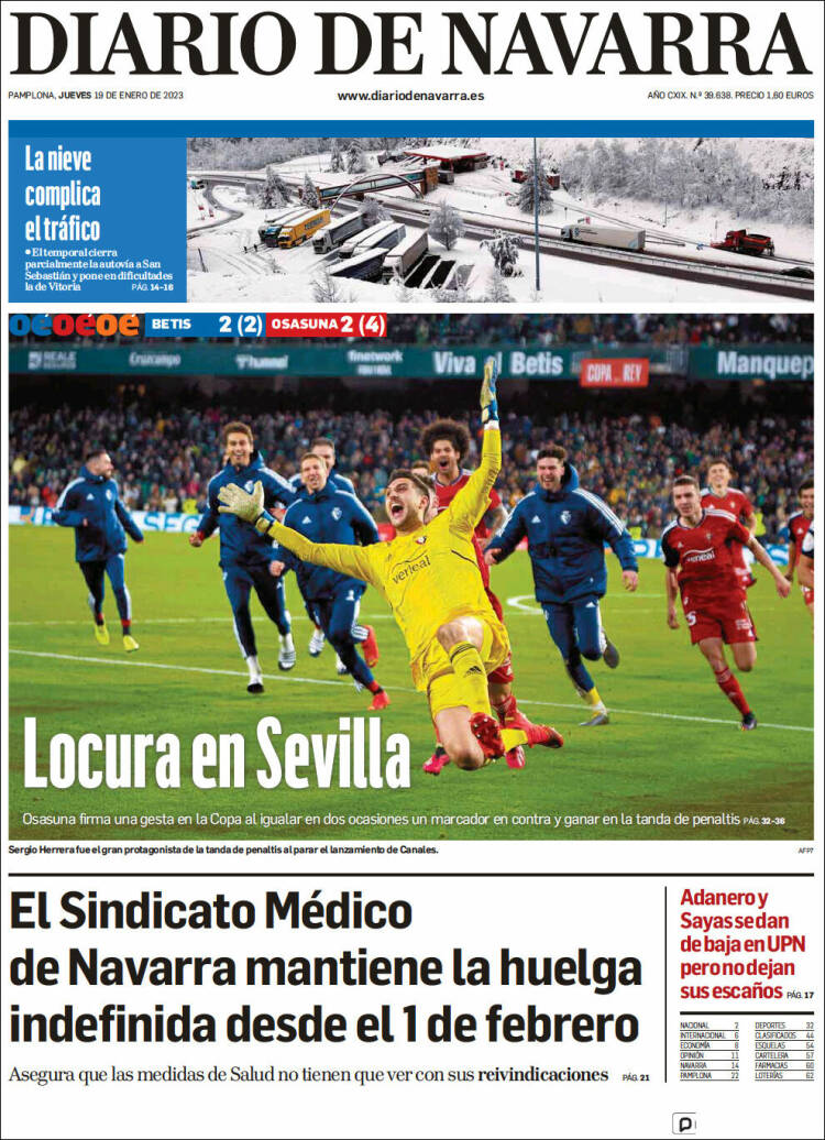 Portada de Diario de Navarra (Espa&ntilde;a)