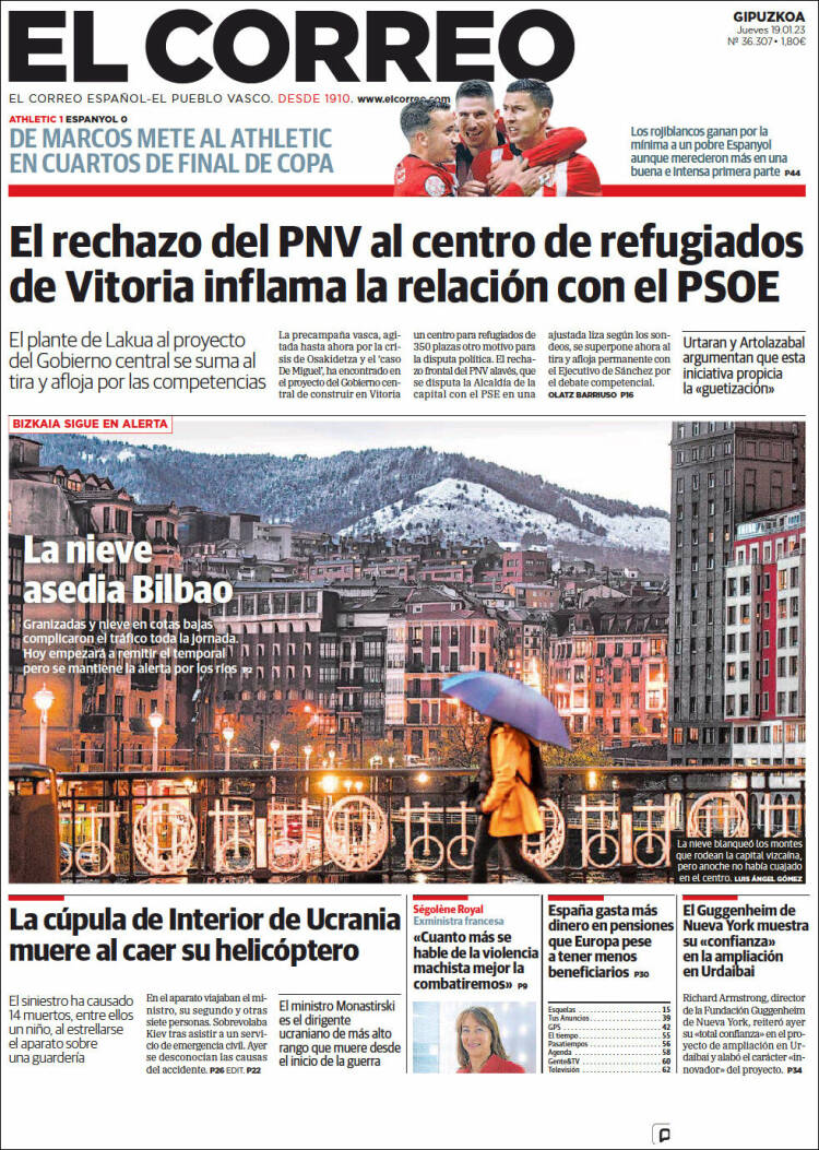 Portada de El Correo - Guipuzcoa (Espa&ntilde;a)