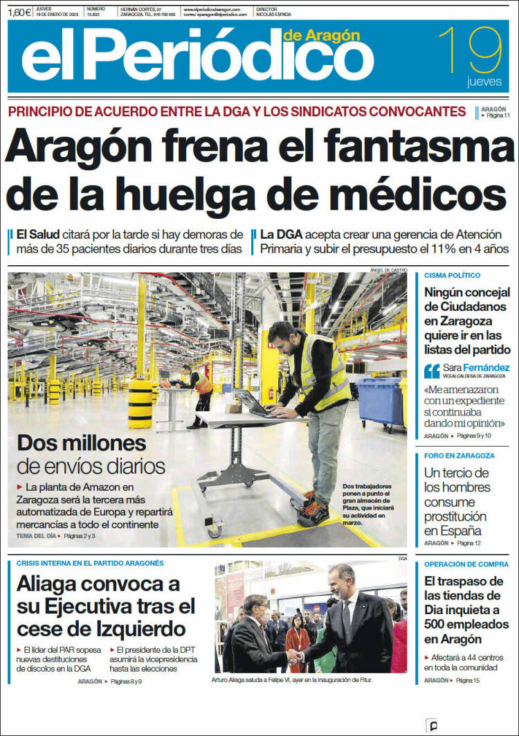 Portada de El Periódico de Aragón (Espa&ntilde;a)
