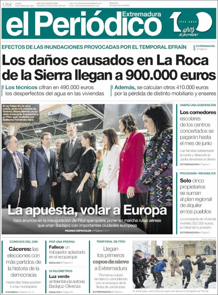 Portada de El Periódico de Extremadura (Espa&ntilde;a)