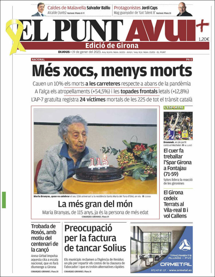Portada de El Punt Avui - Girona (Espa&ntilde;a)
