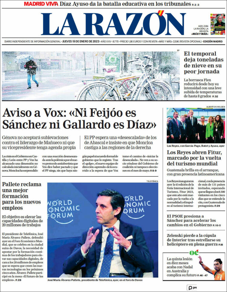 Portada de La Razón (Espa&ntilde;a)