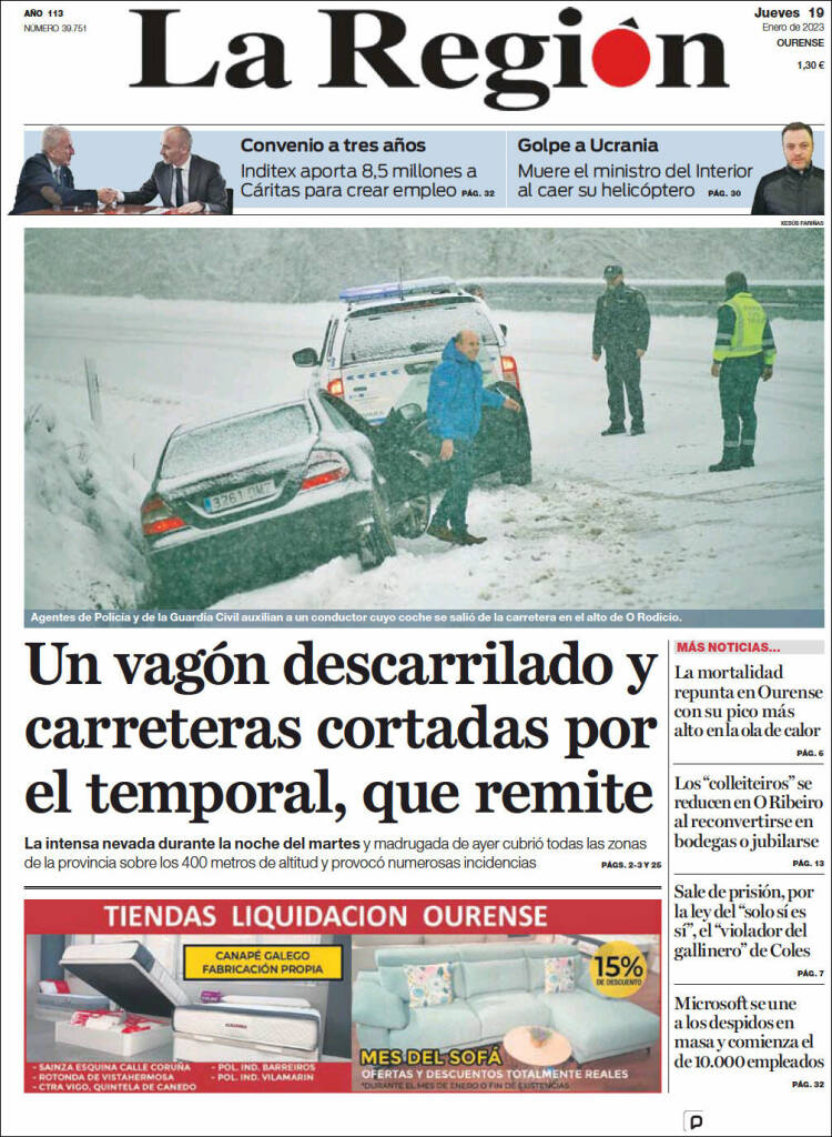 Portada de La Región de Ourense (Espa&ntilde;a)