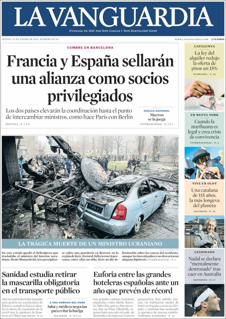 Portada de La Vanguardia (Espa&ntilde;a)
