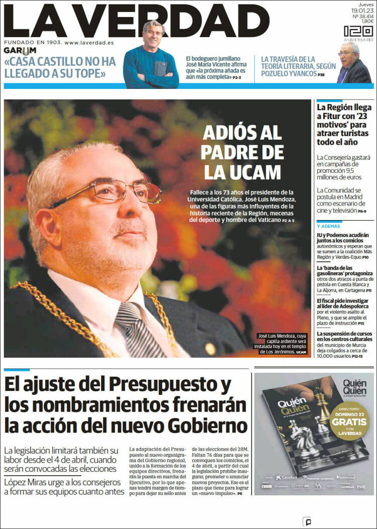 Portada de La Verdad de Murcia (Espa&ntilde;a)