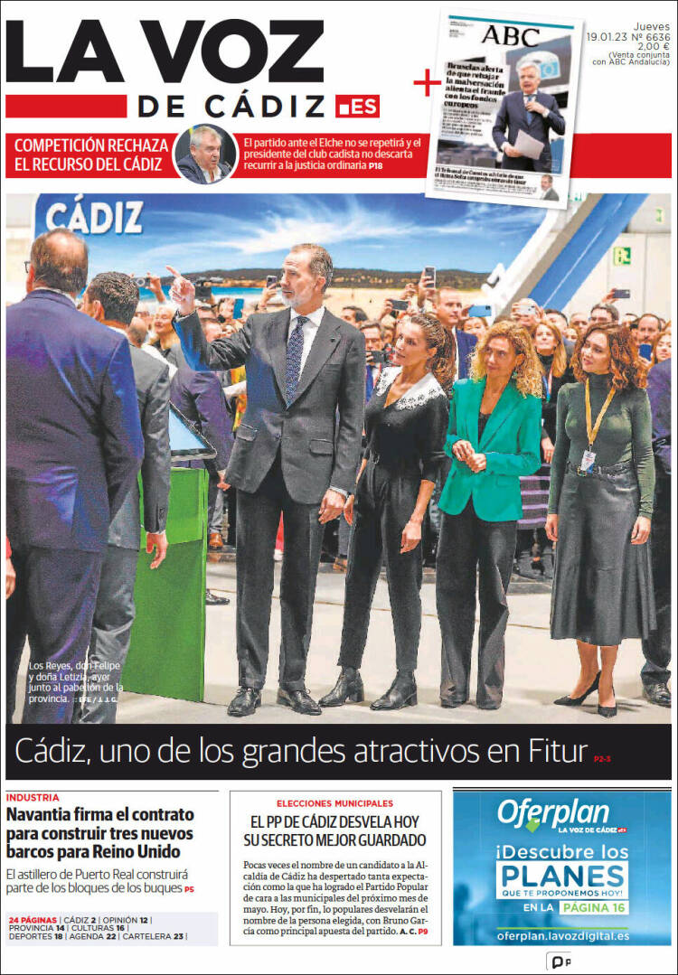 Portada de La Voz de Cádiz (Espa&ntilde;a)