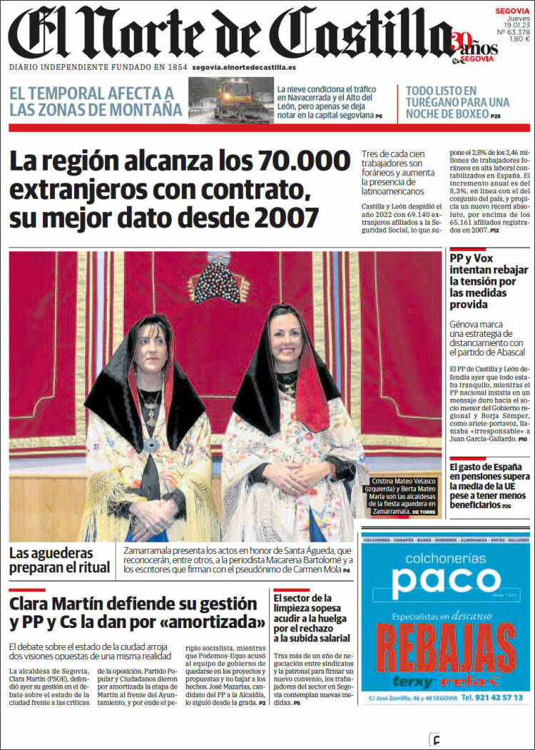 Portada de Norte de Castilla - Segovia (Espa&ntilde;a)
