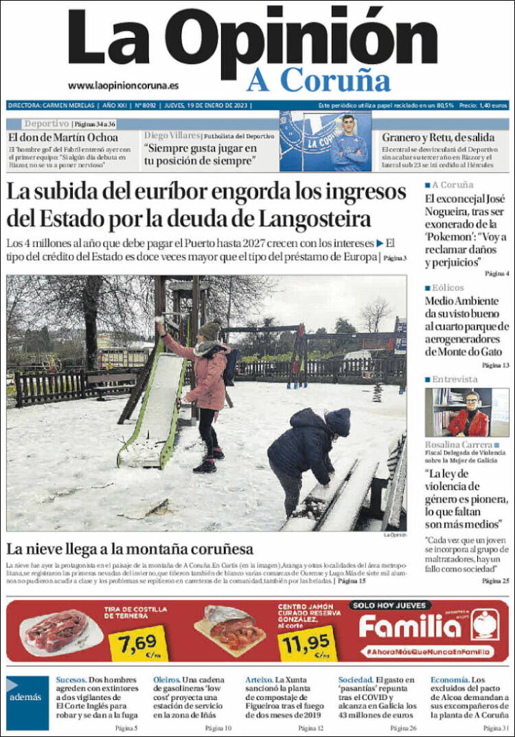 Portada de La Opinión de A Coruña (Espa&ntilde;a)