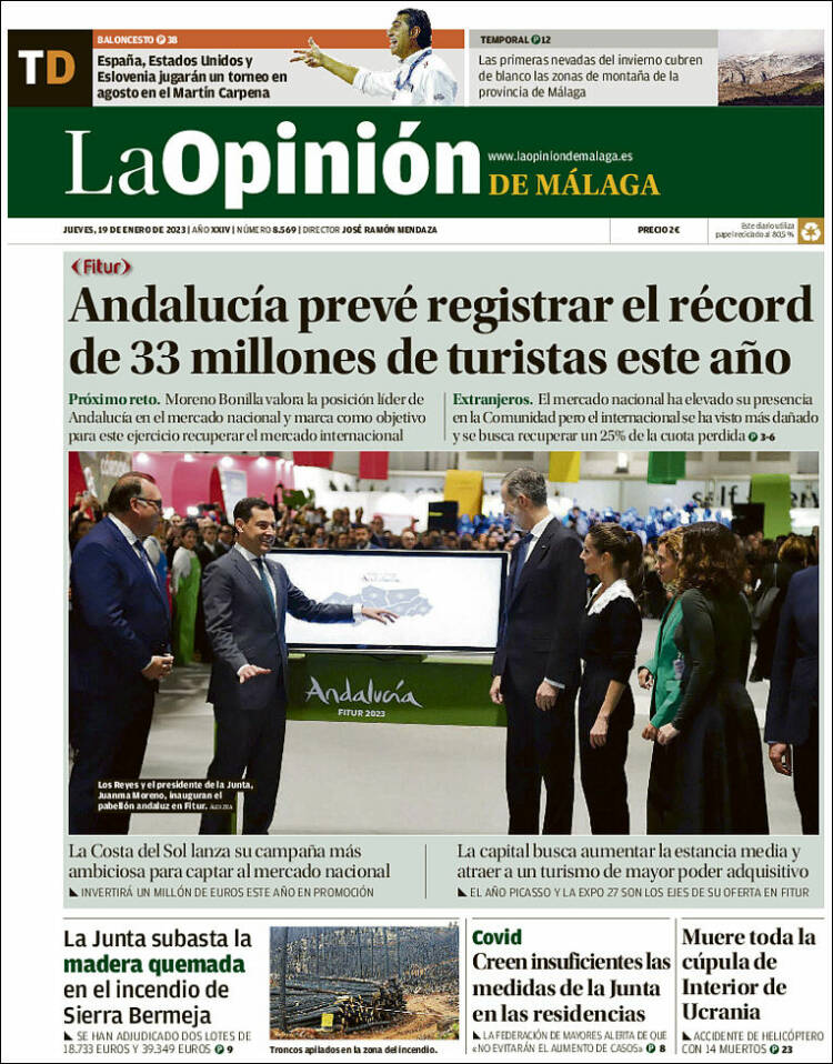 Portada de La Opinión de Málaga (Espa&ntilde;a)