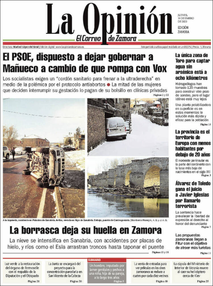 Portada de La Opinión - El Correo de Zamora (Espa&ntilde;a)