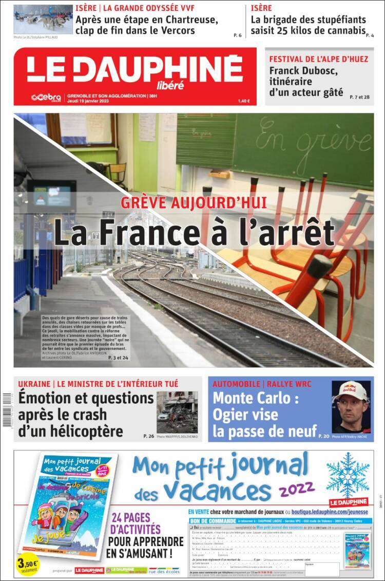Portada de Le Dauphiné Libéré (Francia)
