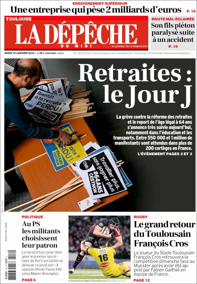 Portada de La Dépêche du Midi (Francia)