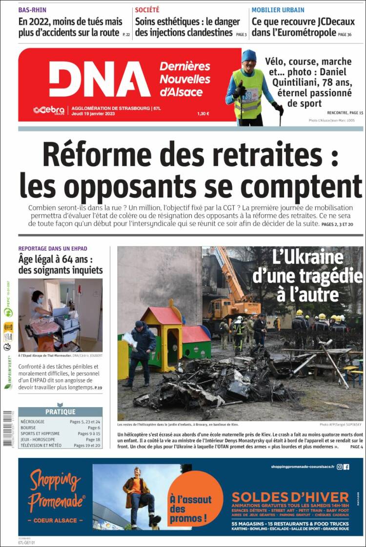 Portada de Les Dernières Nouvelles d'Alsace (Francia)