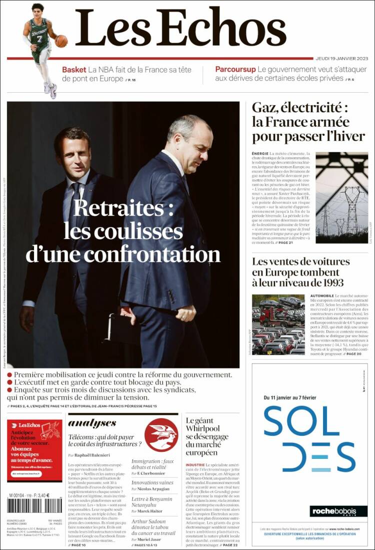 Portada de Les Echos (France)
