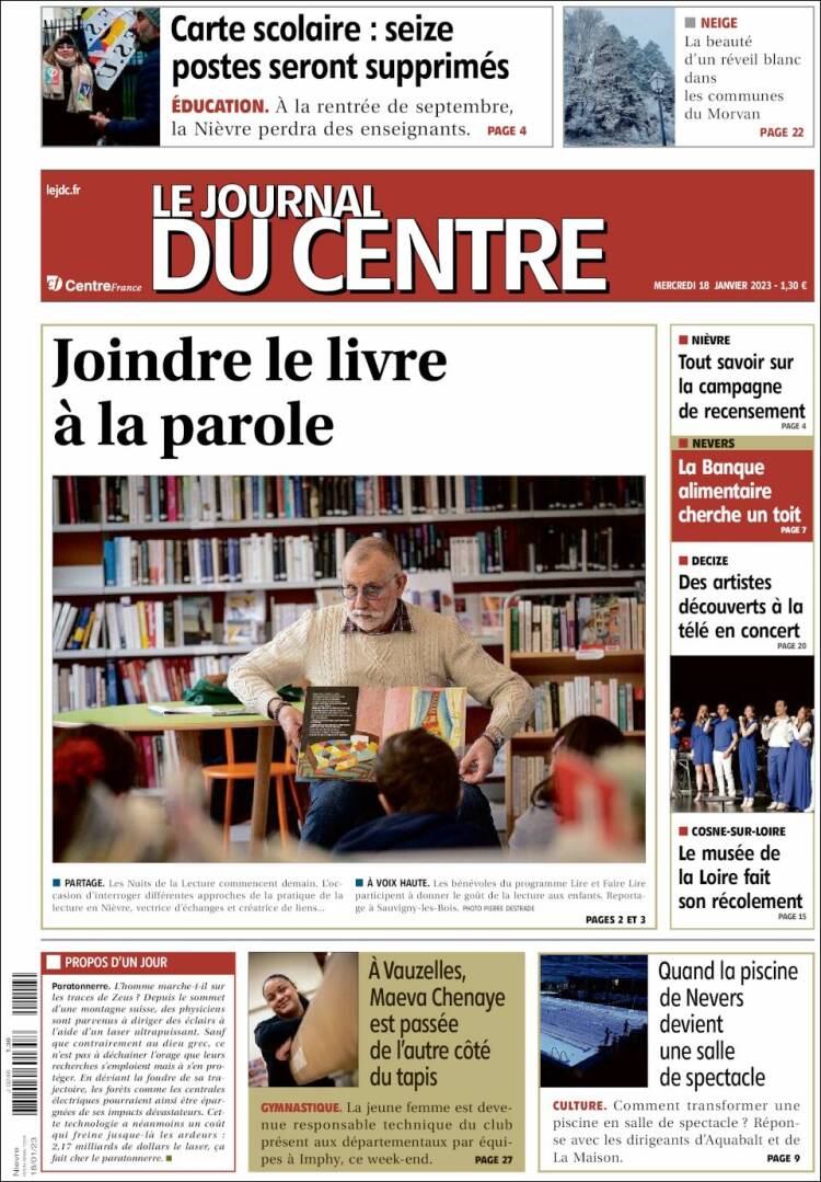 Portada de Le Journal du Centre (Francia)