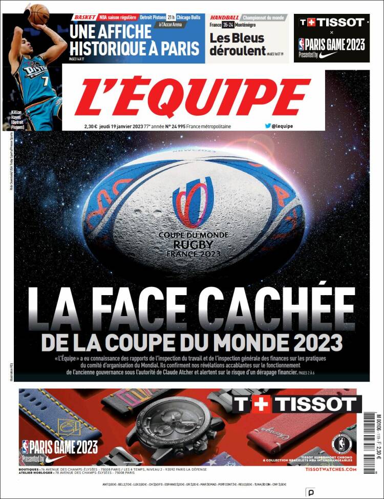 Portada de L'Equipe (Francia)