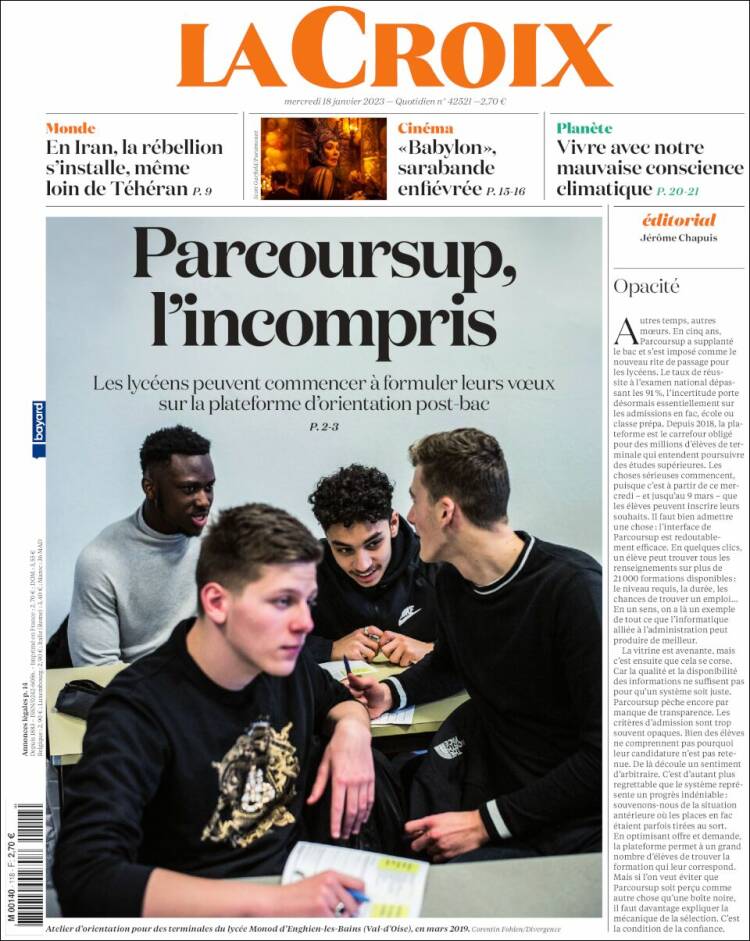Portada de La Croix (Francia)