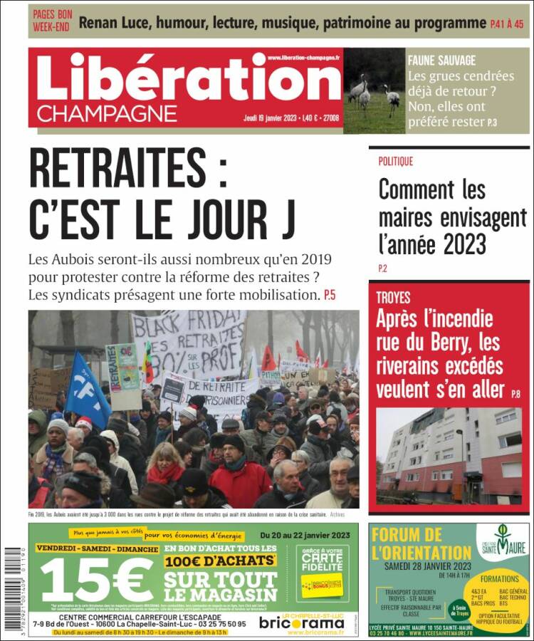 Portada de Libération Champagne (Francia)