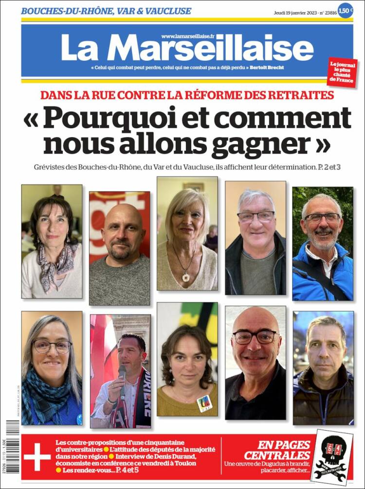 Portada de La Marseillaise (Francia)