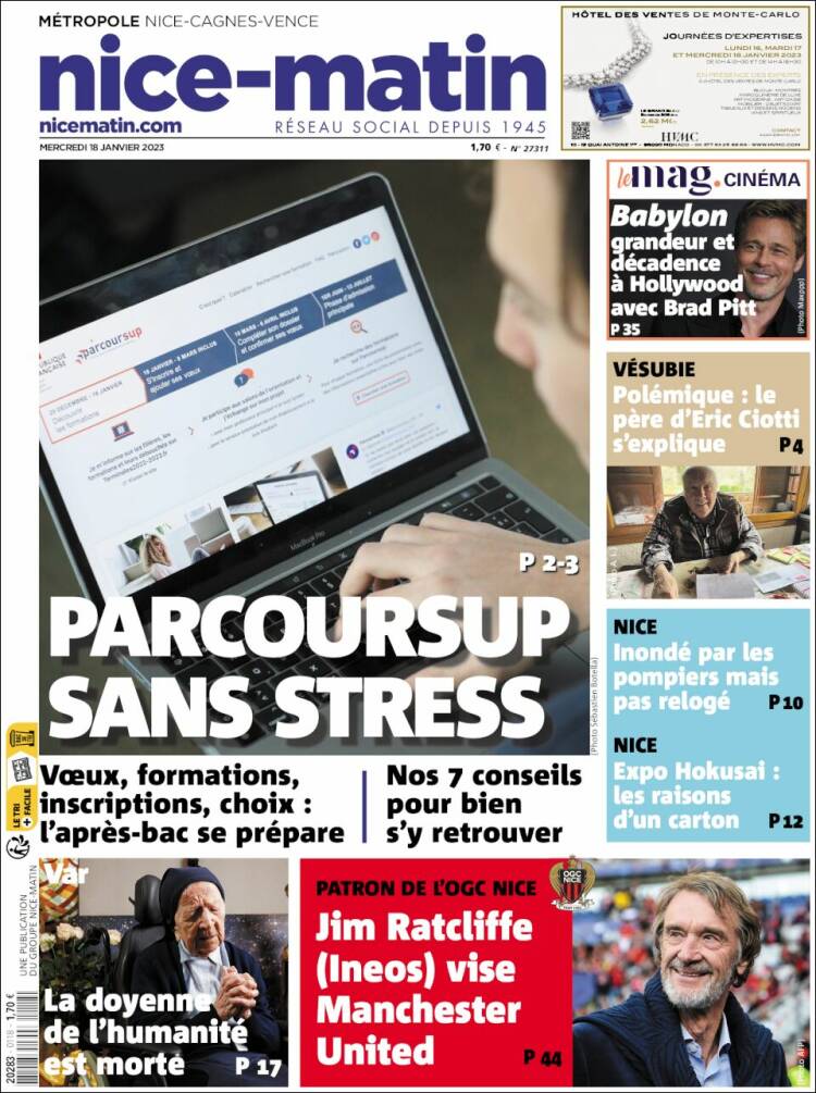Portada de Nice-Matin (Francia)