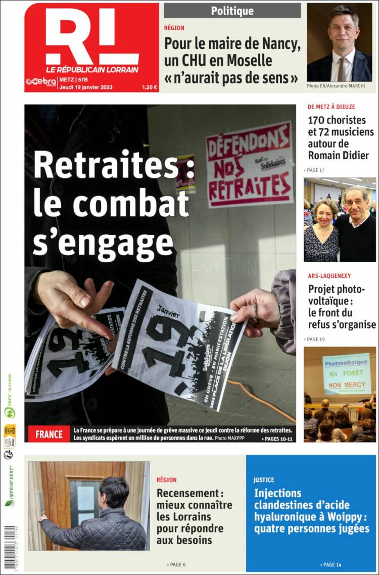 Portada de Le Republicain Lorrain (Francia)