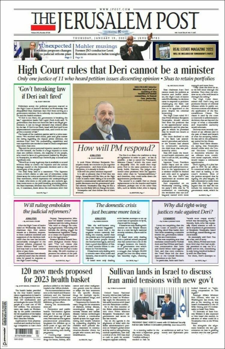 Portada de The Jerusalem Post (Israel)