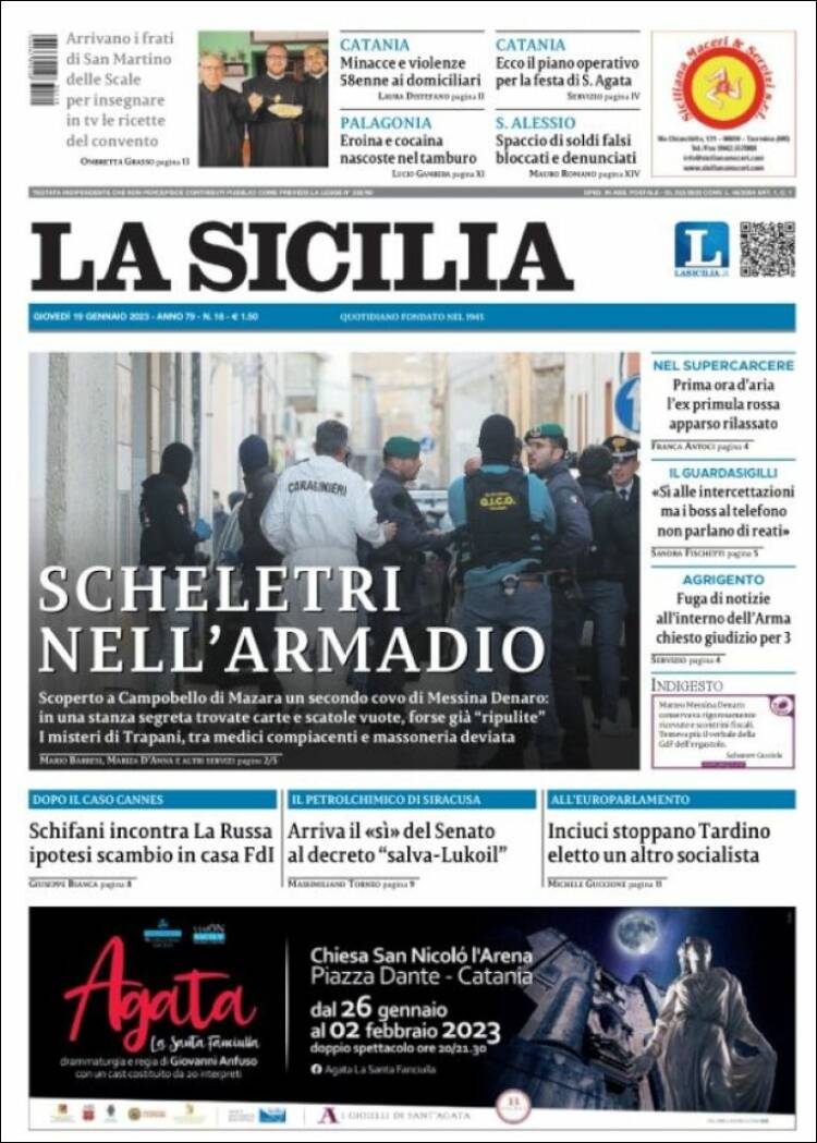 Portada de La Sicilia (Italia)