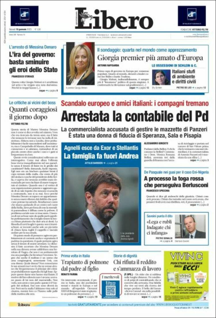 Portada de Libero (Italia)