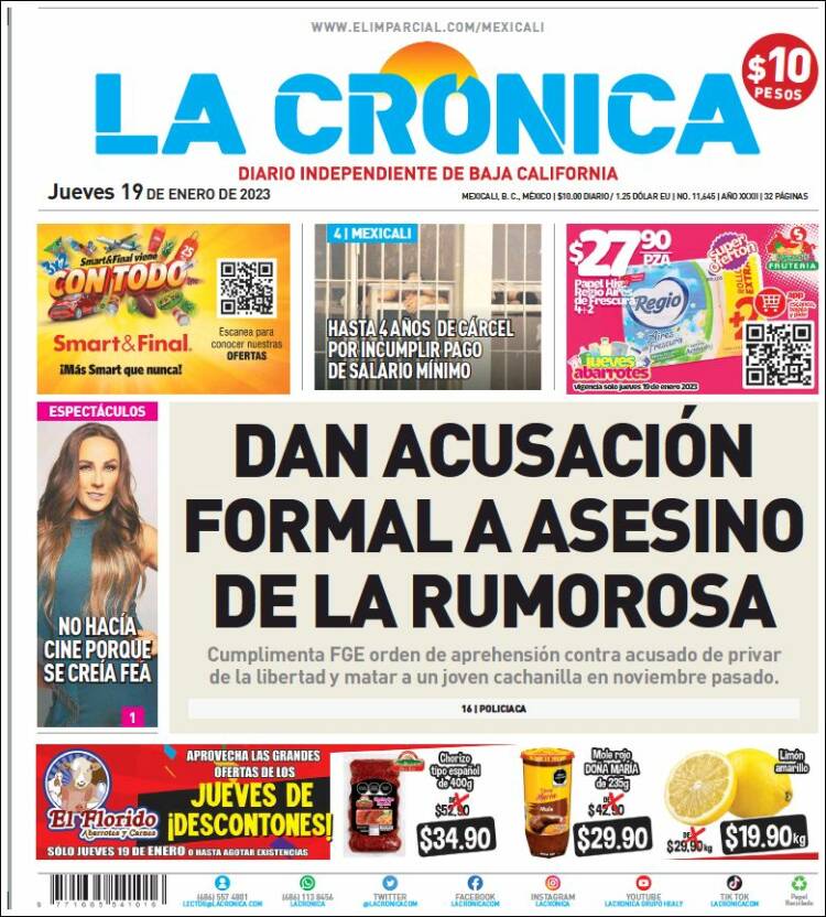 Portada de La Crónica de Baja California (México)