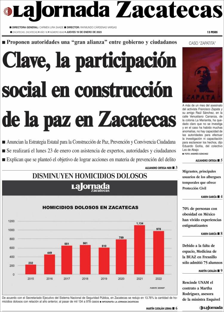 Portada de Jornada de Zacatecas (México)