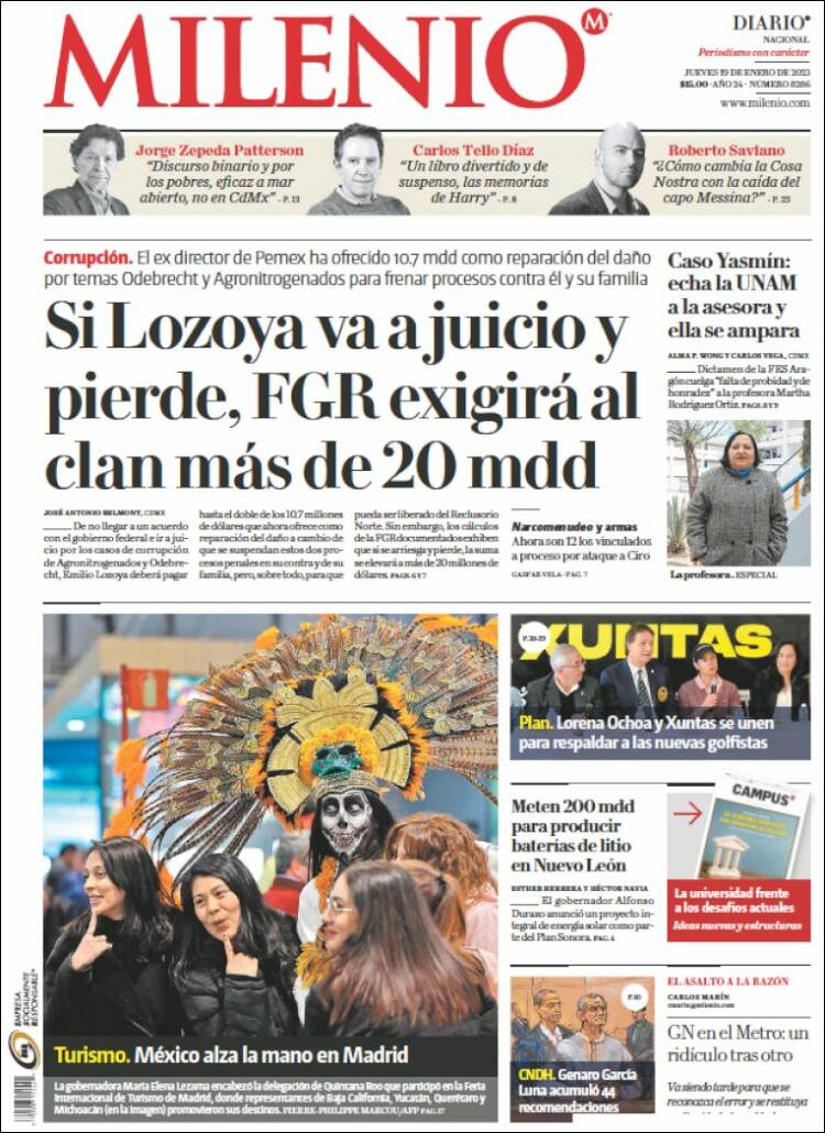 Periódico Milenio (México). Periódicos De México. Edición De Jueves, 19 ...