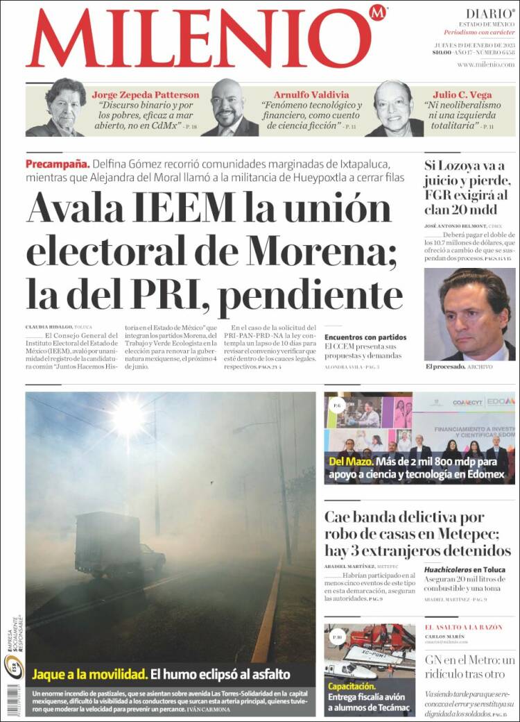 Portada de Milenio - Estado de México (México)