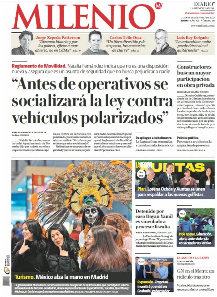 Portada de Milenio - Laguna (México)