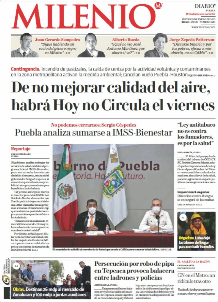 Portada de Milenio de Puebla (México)