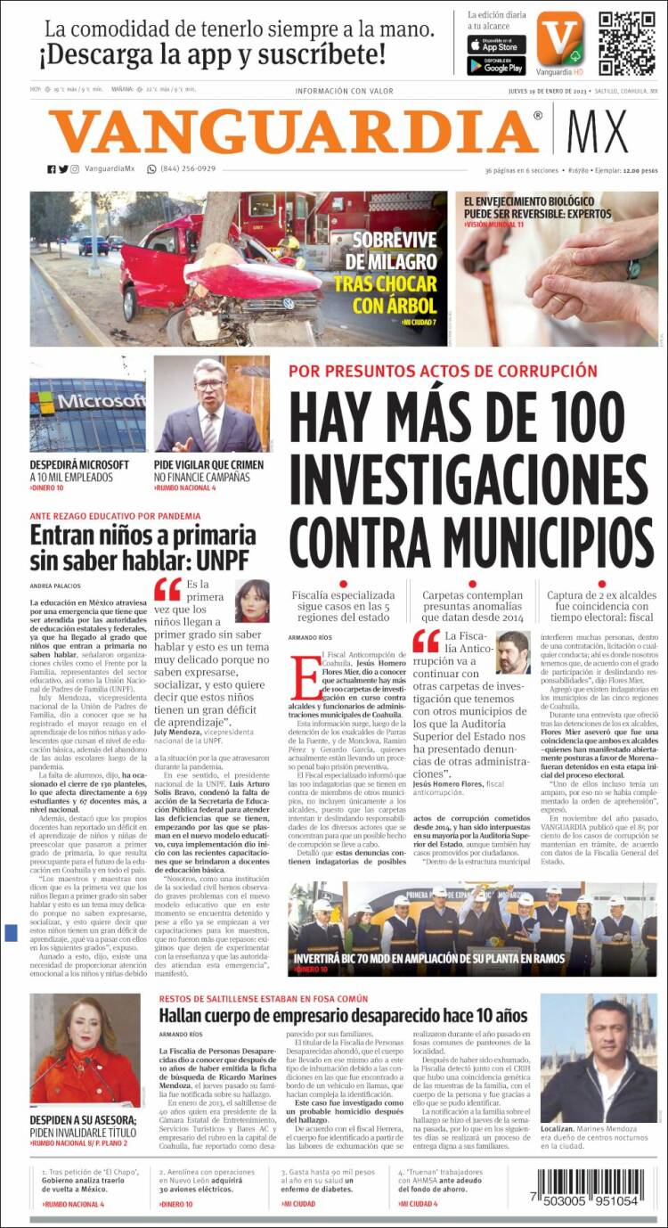 Portada de Vanguardia (México)