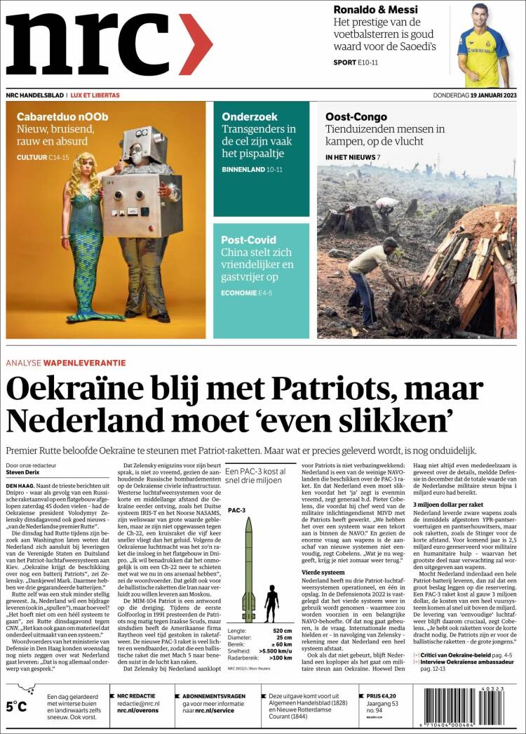 Portada de NRC Handelsblad (Pa&iacute;ses Bajos)